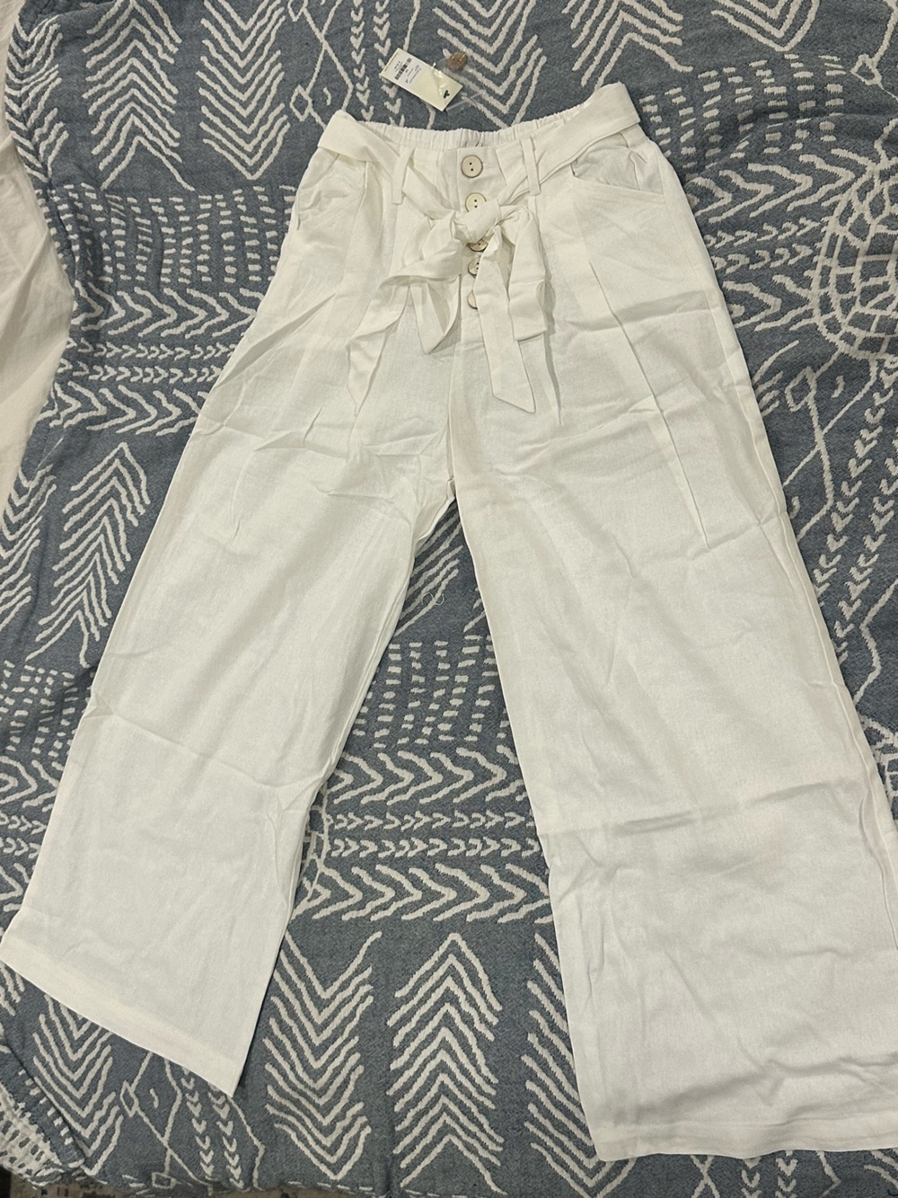Francesca's Collections White Paperbag Wide-Leg women